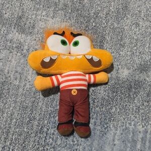 Plush Monster Toy with Orange and Brown Stripes 10"